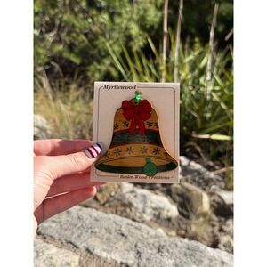 Vintage Wooden Christmas Bell Ornament Handcrafted Rustic Holiday Tree Decor
